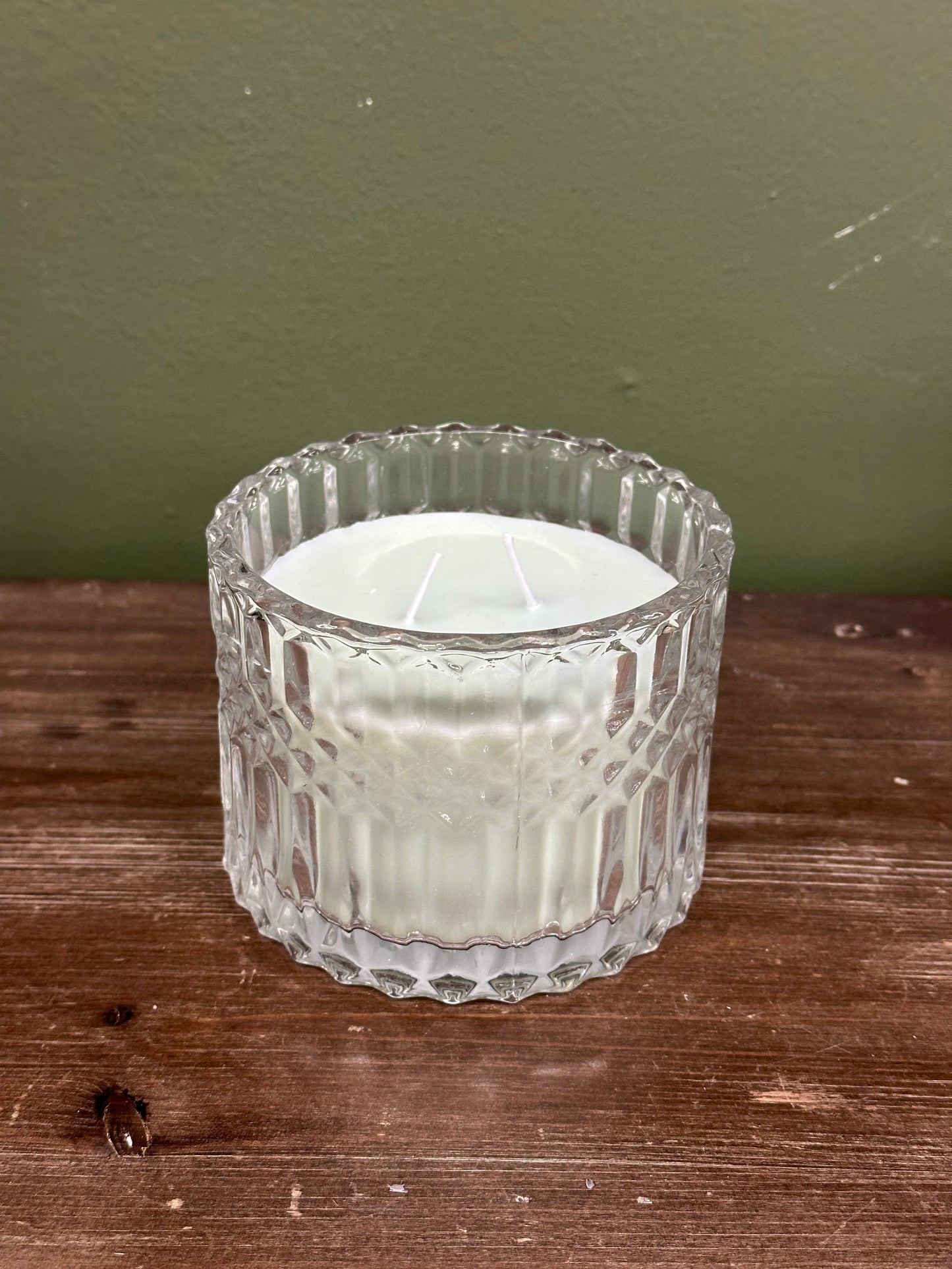 Bougie parfumée en verre avec couvercle - 315g - Vert