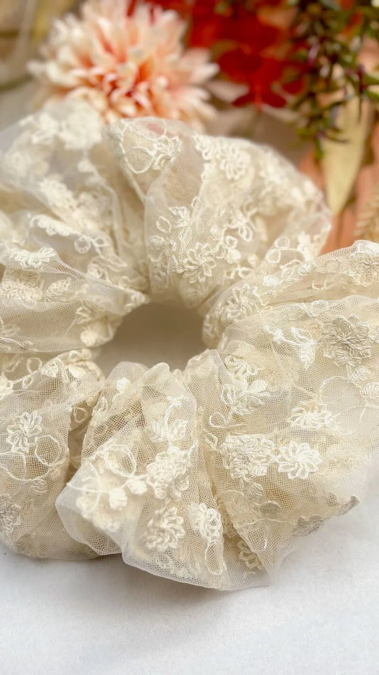 Chouchou 15 cm dentelle - Ecru