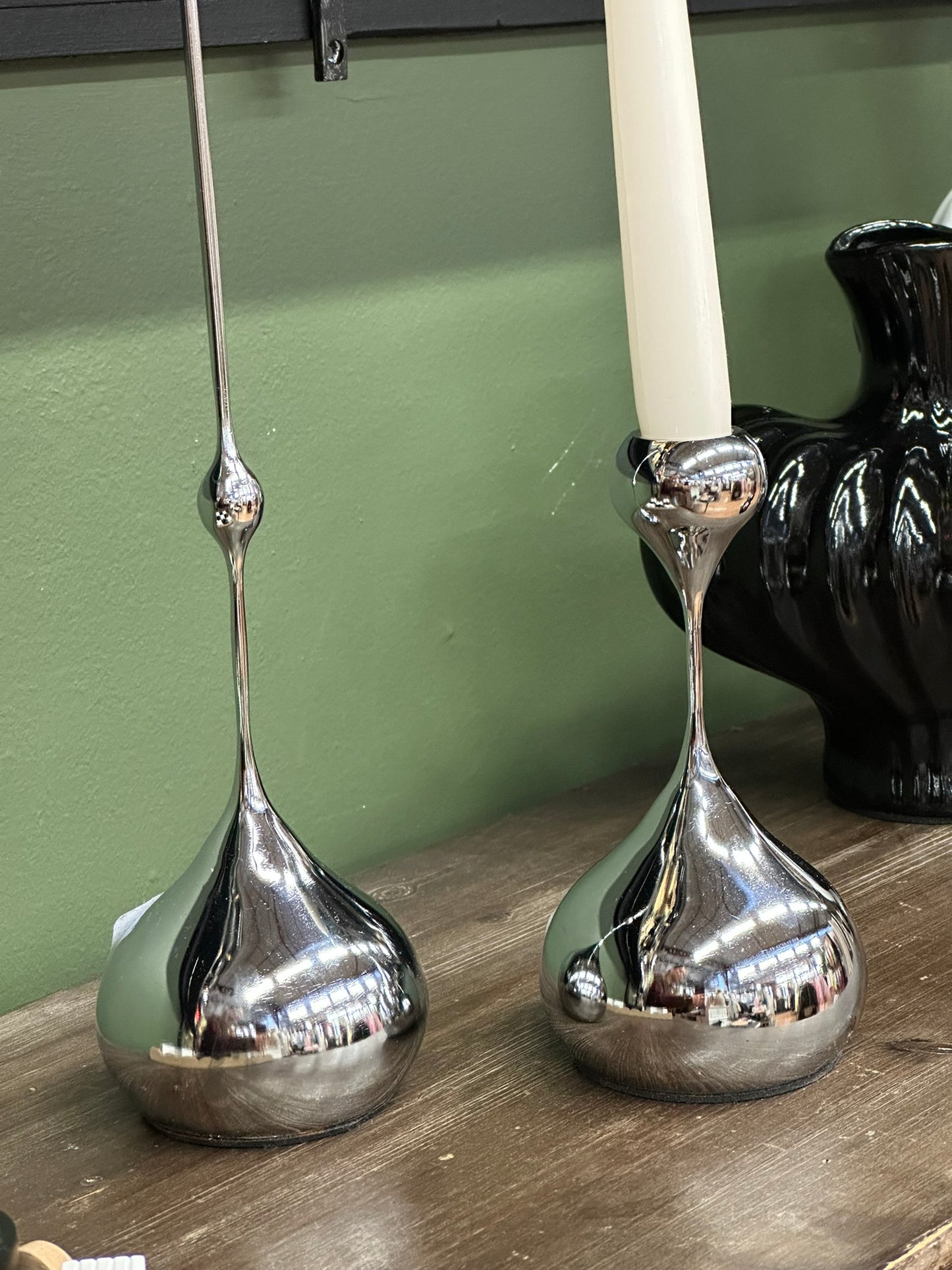 Bougeoir goutte chrome - Taille L