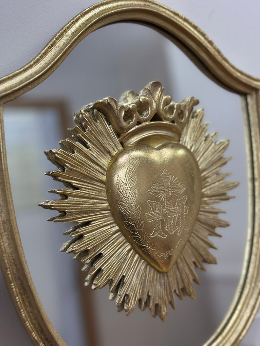 Miroir sacré coeur doré - 30 cm