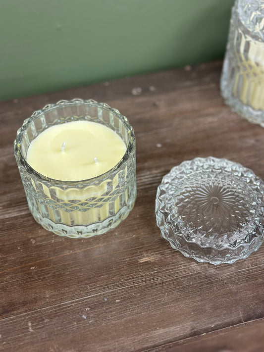 Bougie parfumée en verre avec couvercle - 160g - Jaune