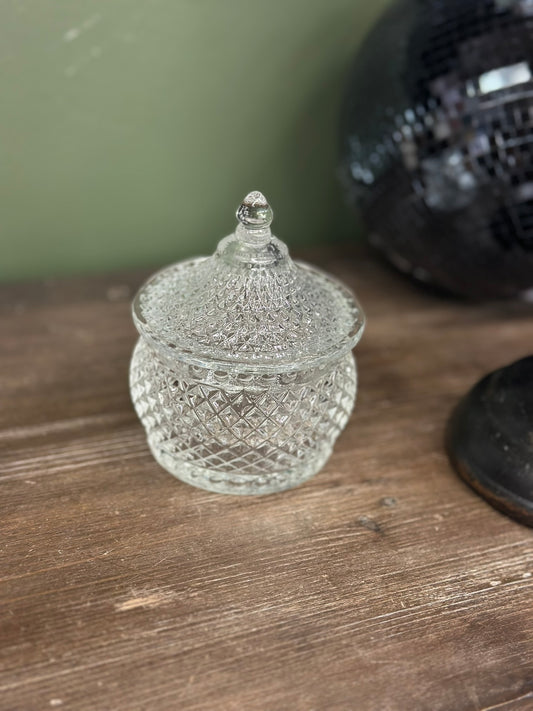 Petit sucrier en verre - motif losange