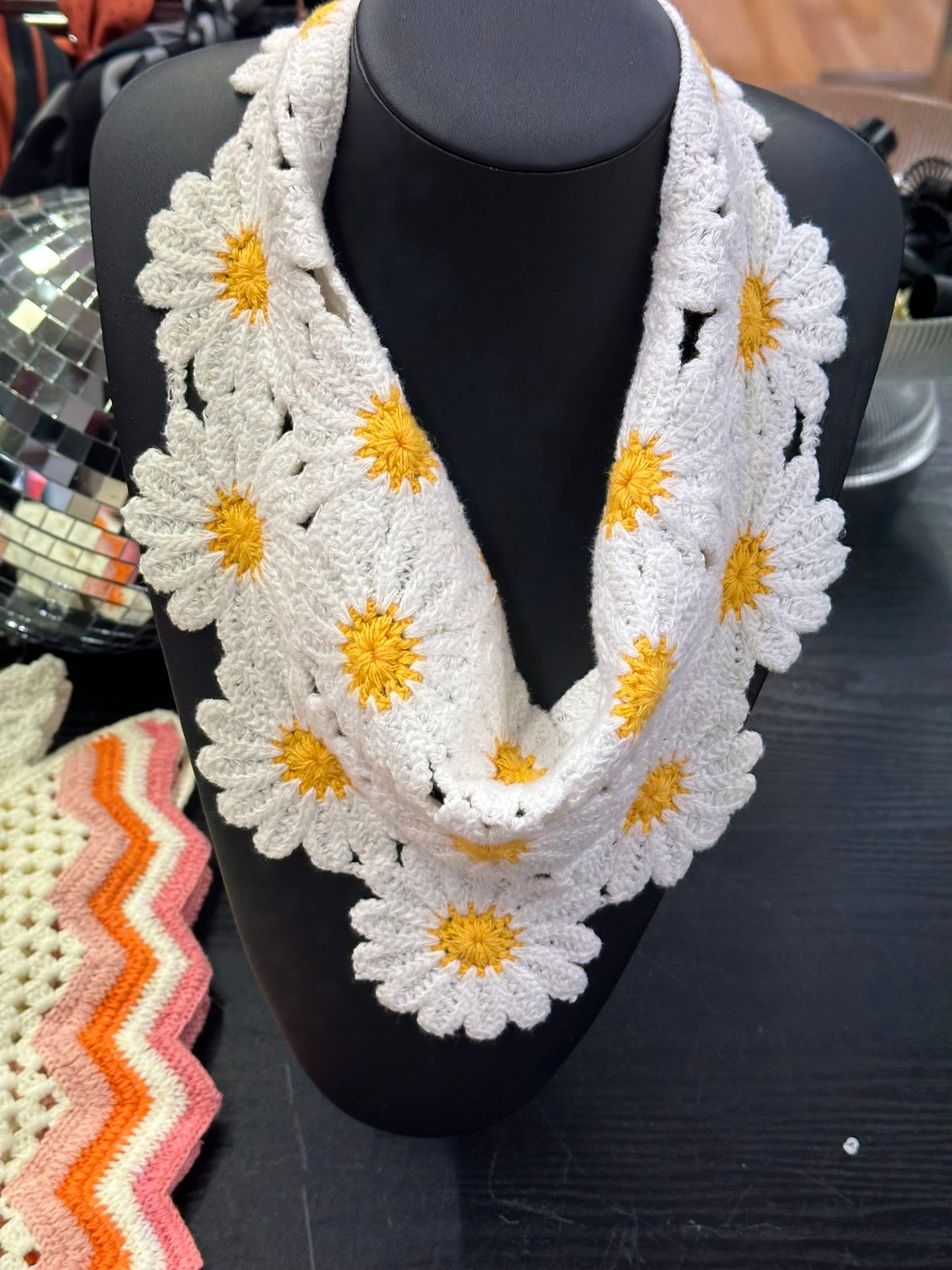 Bandana crochet - Blanc tournesols