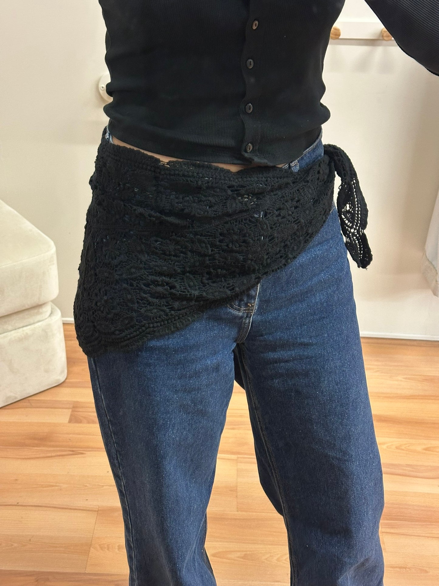 Foulard en crochet - Noir