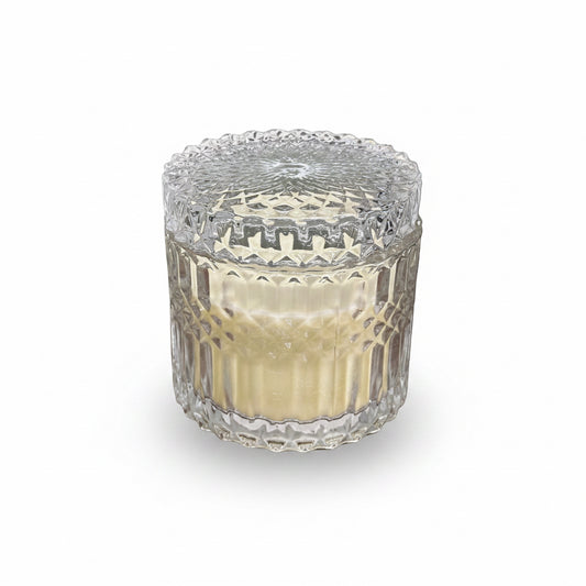 Bougie parfumée en verre avec couvercle - 315g - Jaune