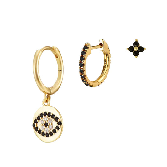 Accumulation 3 boucles noire et dorée