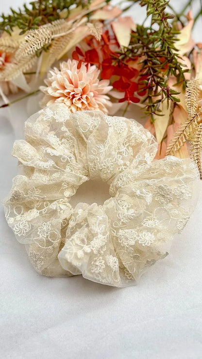 Chouchou 15 cm dentelle - Ecru