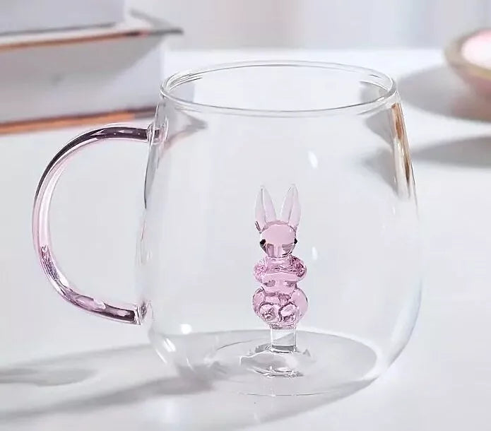 Mug animal intégré 400 ml - Lapin rose