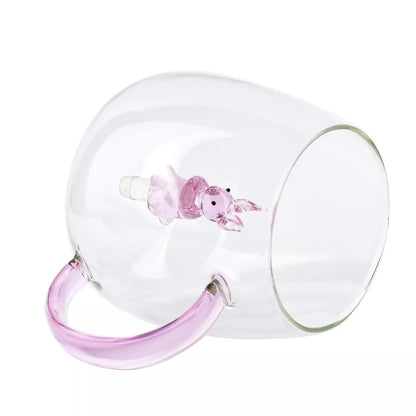 Mug animal intégré 400 ml - Lapin rose