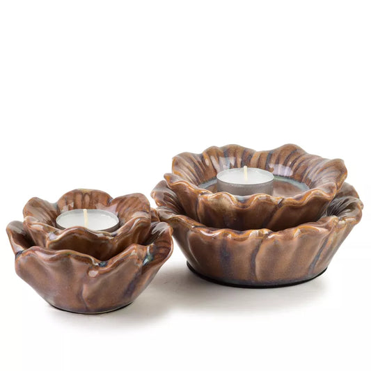 Bougeoir fleur - beige