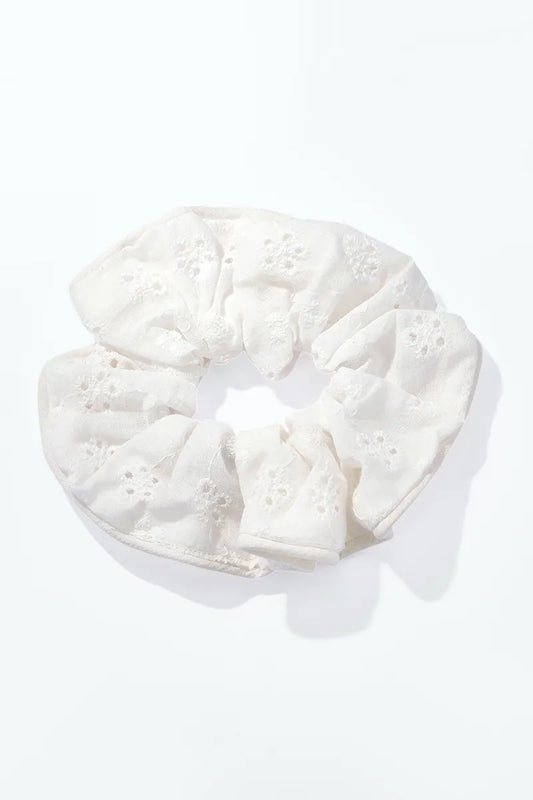 Chouchou 12 cm broderies - Blanc