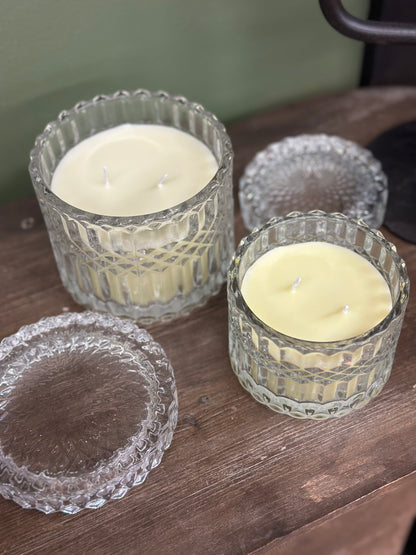 Bougie parfumée en verre avec couvercle - 315g - Jaune