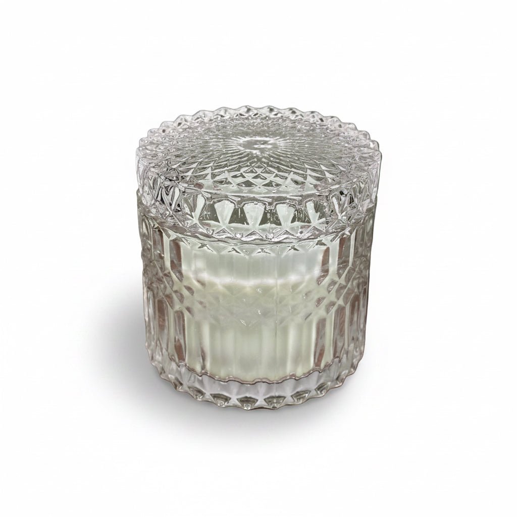 Bougie parfumée en verre avec couvercle - 315g - Vert