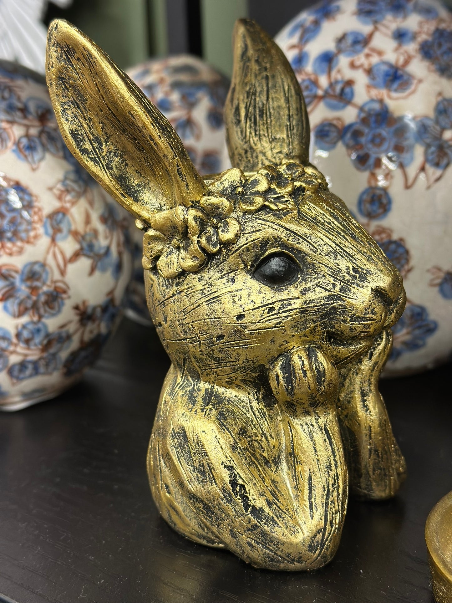 Bougeoir lapin doré