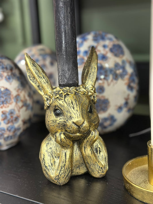 Bougeoir lapin doré