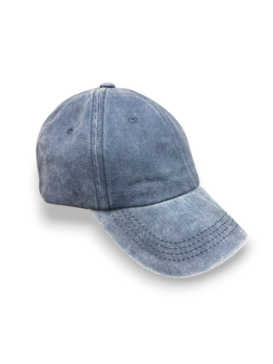 Casquette coton bleu délavé