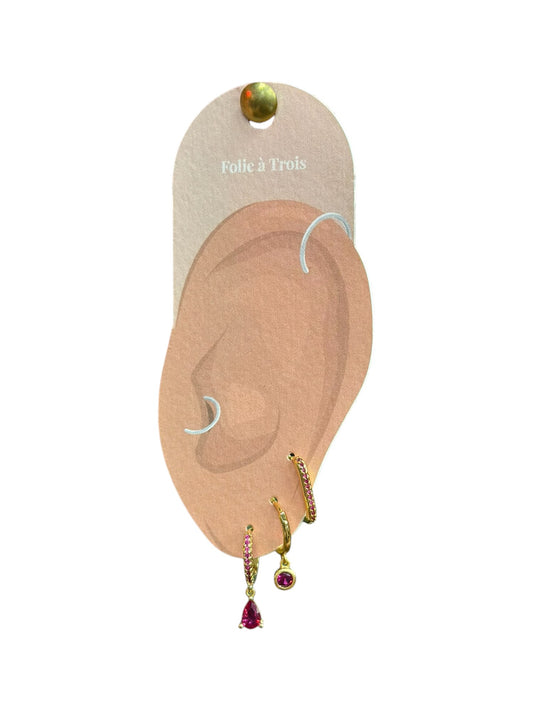 Accumulation 3 anneaux rose