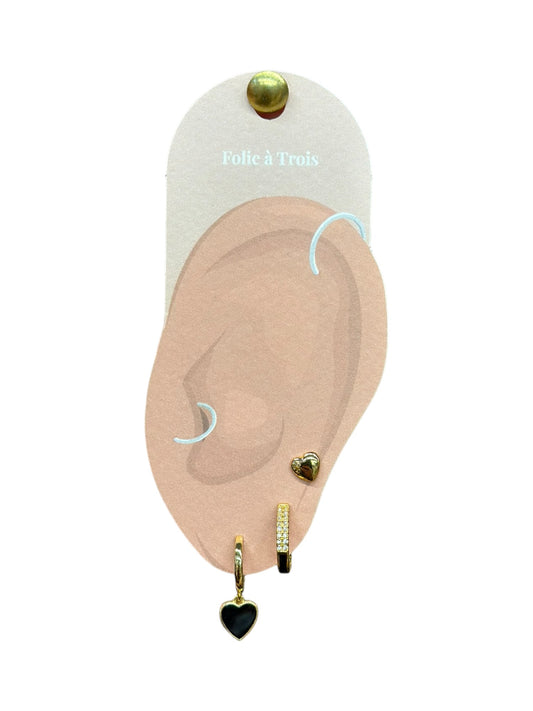 Accumulation 3 boucles coeur noir
