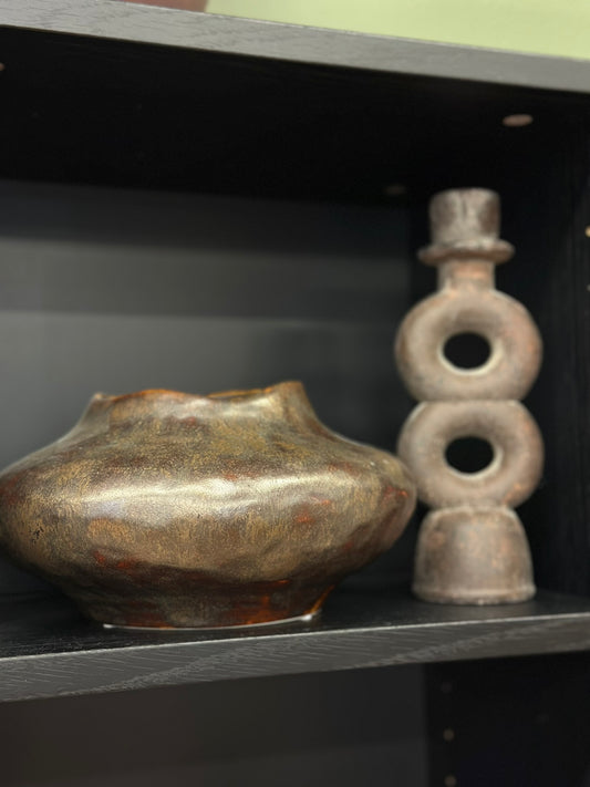 Vase organique marron - Forme basse