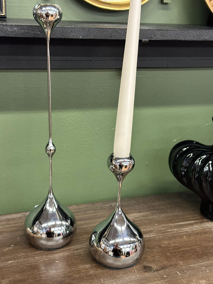 Bougeoir goutte chrome - Taille L
