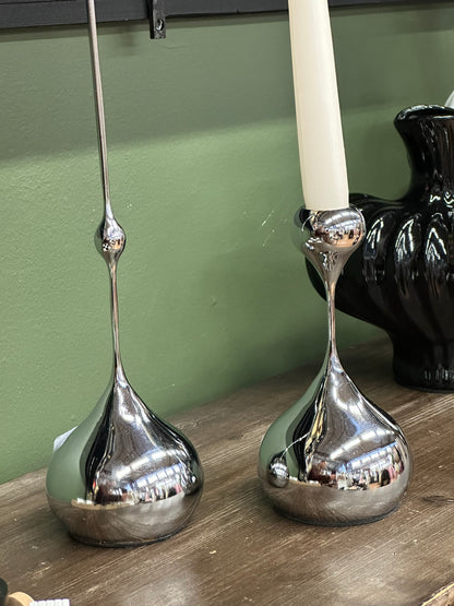 Bougeoir goutte chrome - Taille L