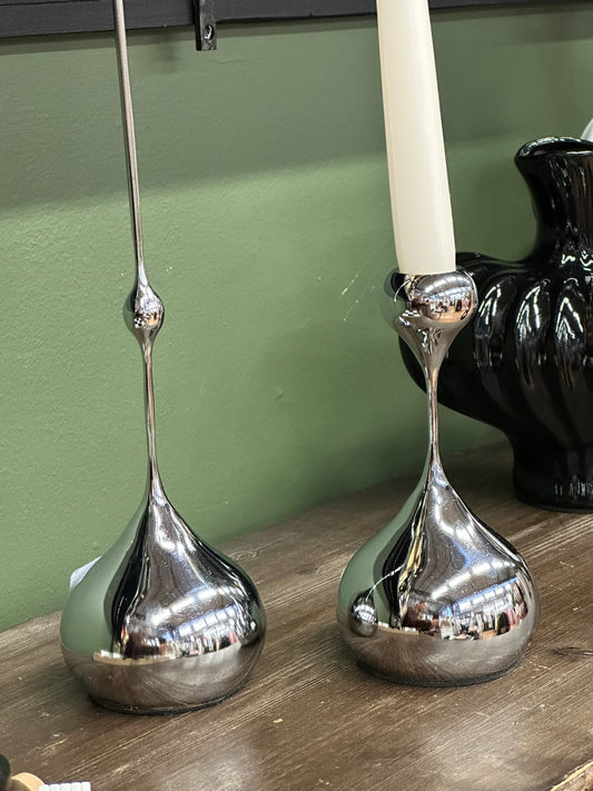Bougeoir goutte chrome - Taille S