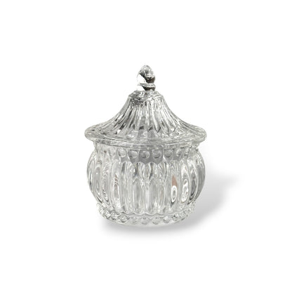 Petit sucrier en verre - motif strié