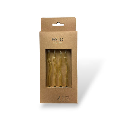 Pailles en verre réutilisables (x4) avec goupillon - Jaune