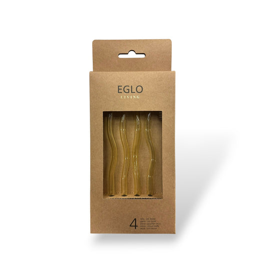 Pailles en verre réutilisables (x4) avec goupillon - Jaune