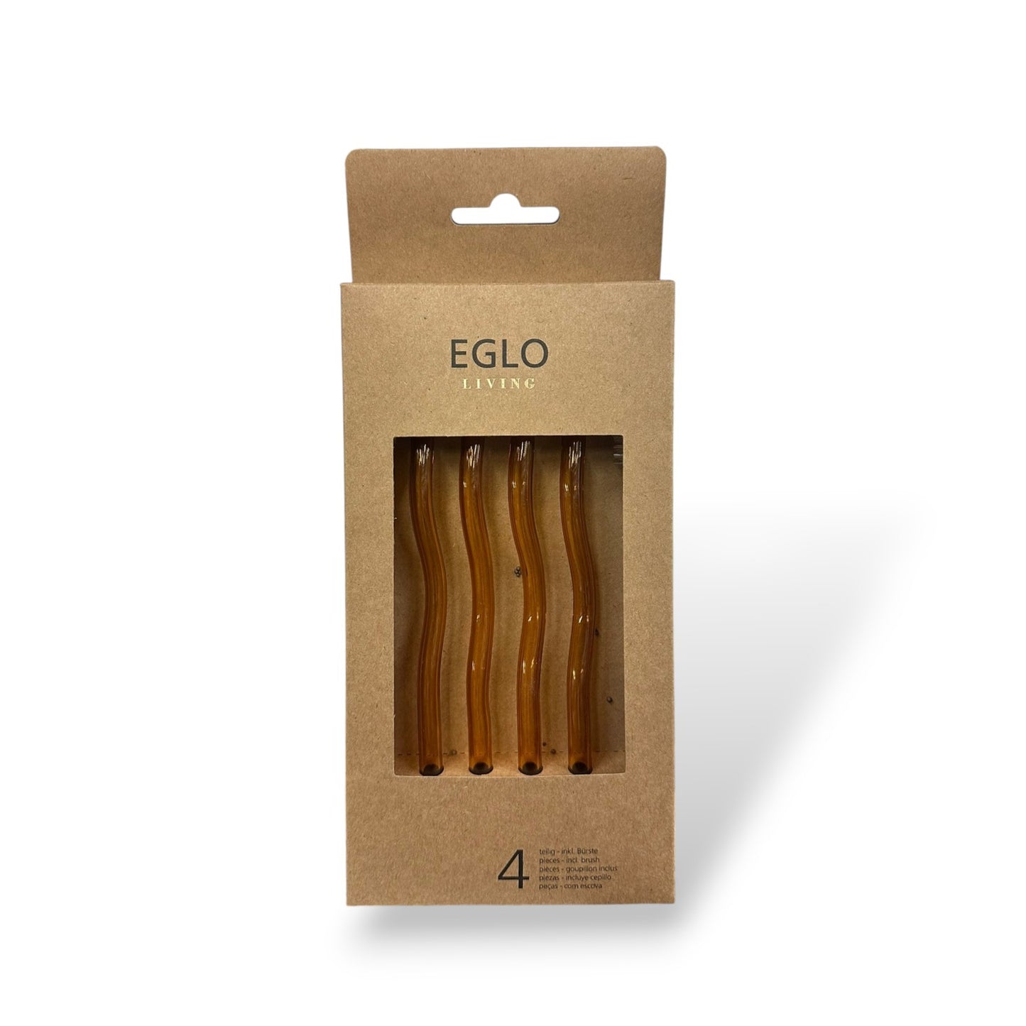 Pailles en verre réutilisables (x4) avec goupillon - Orange