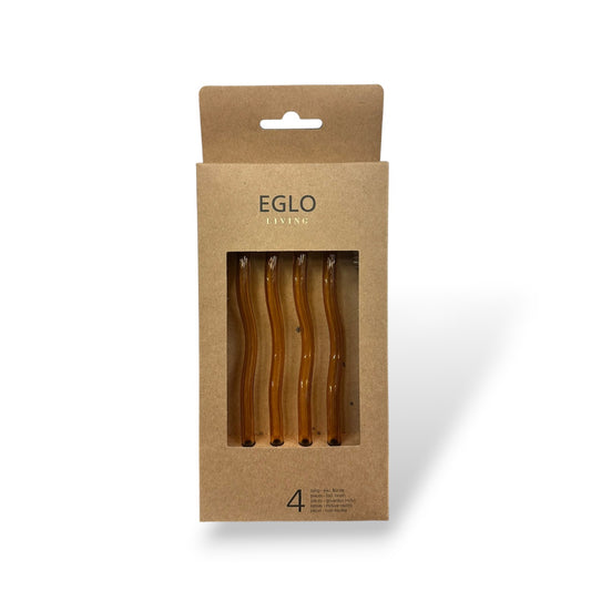 Pailles en verre réutilisables (x4) avec goupillon - Orange