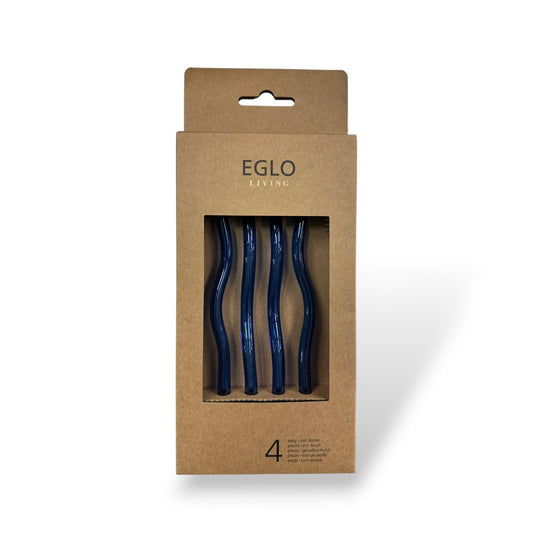 Pailles en verre réutilisables (x4) avec goupillon - Bleu