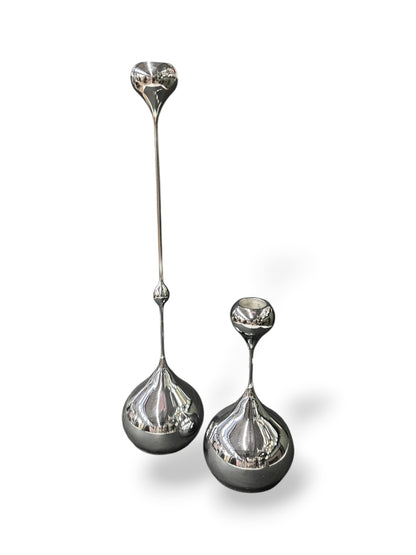 Bougeoir goutte chrome - Taille L