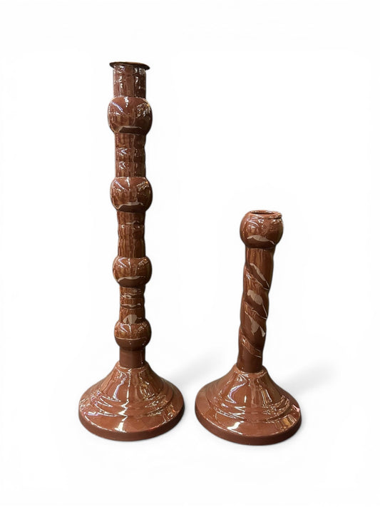 Bougeoir torsadé marron - Taille L