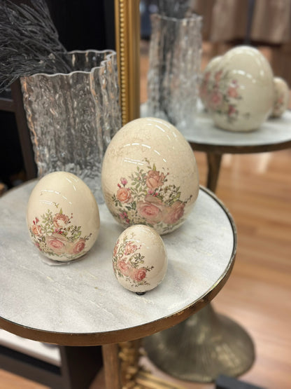 Oeuf décoratif fleuri - Taille L