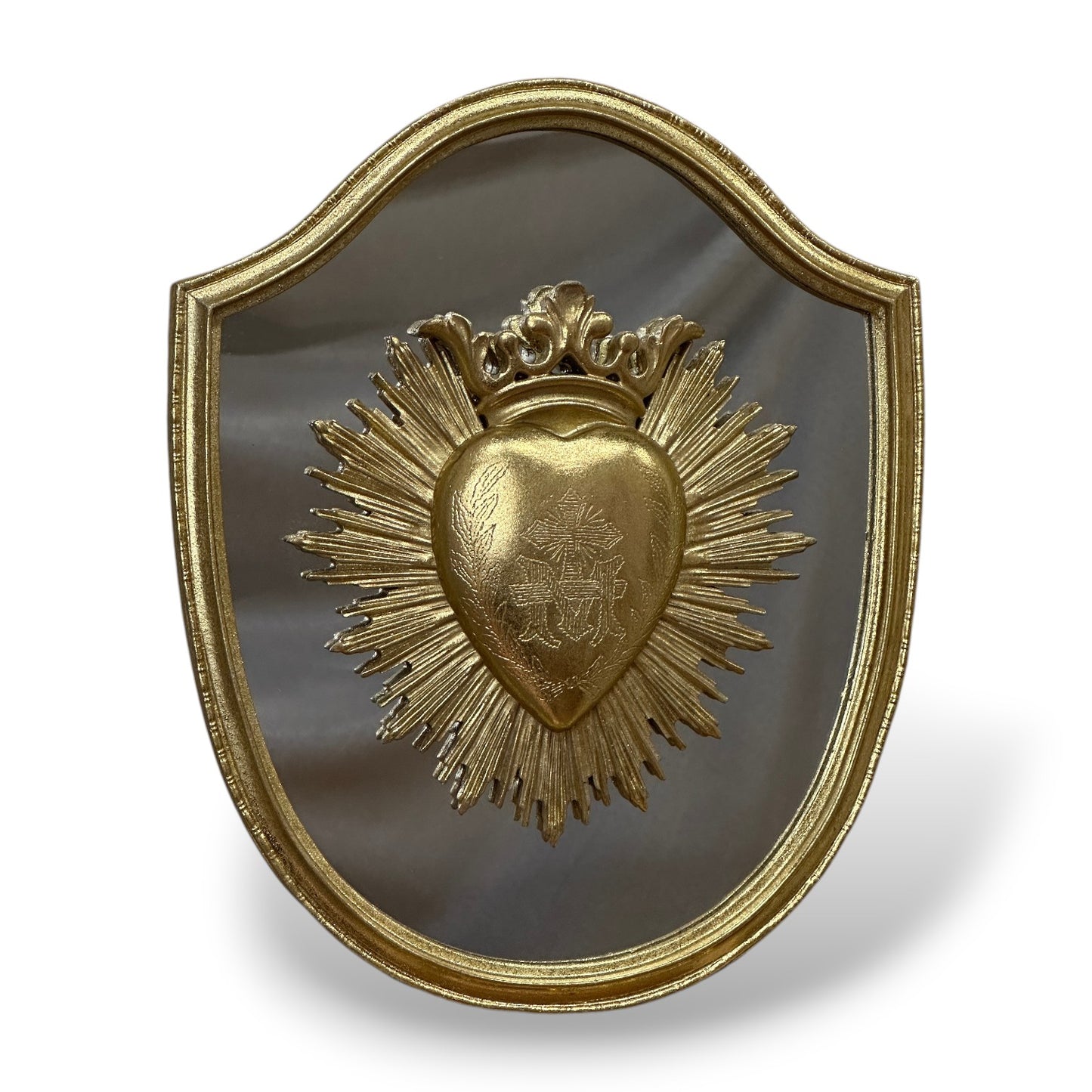 Miroir sacré coeur doré - 30 cm