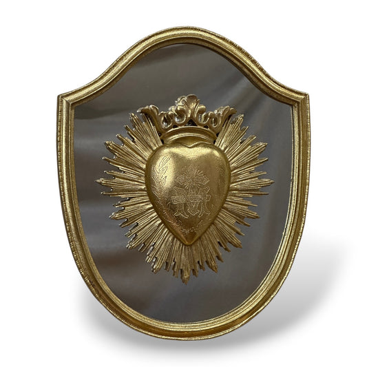 Miroir sacré coeur doré - 30 cm