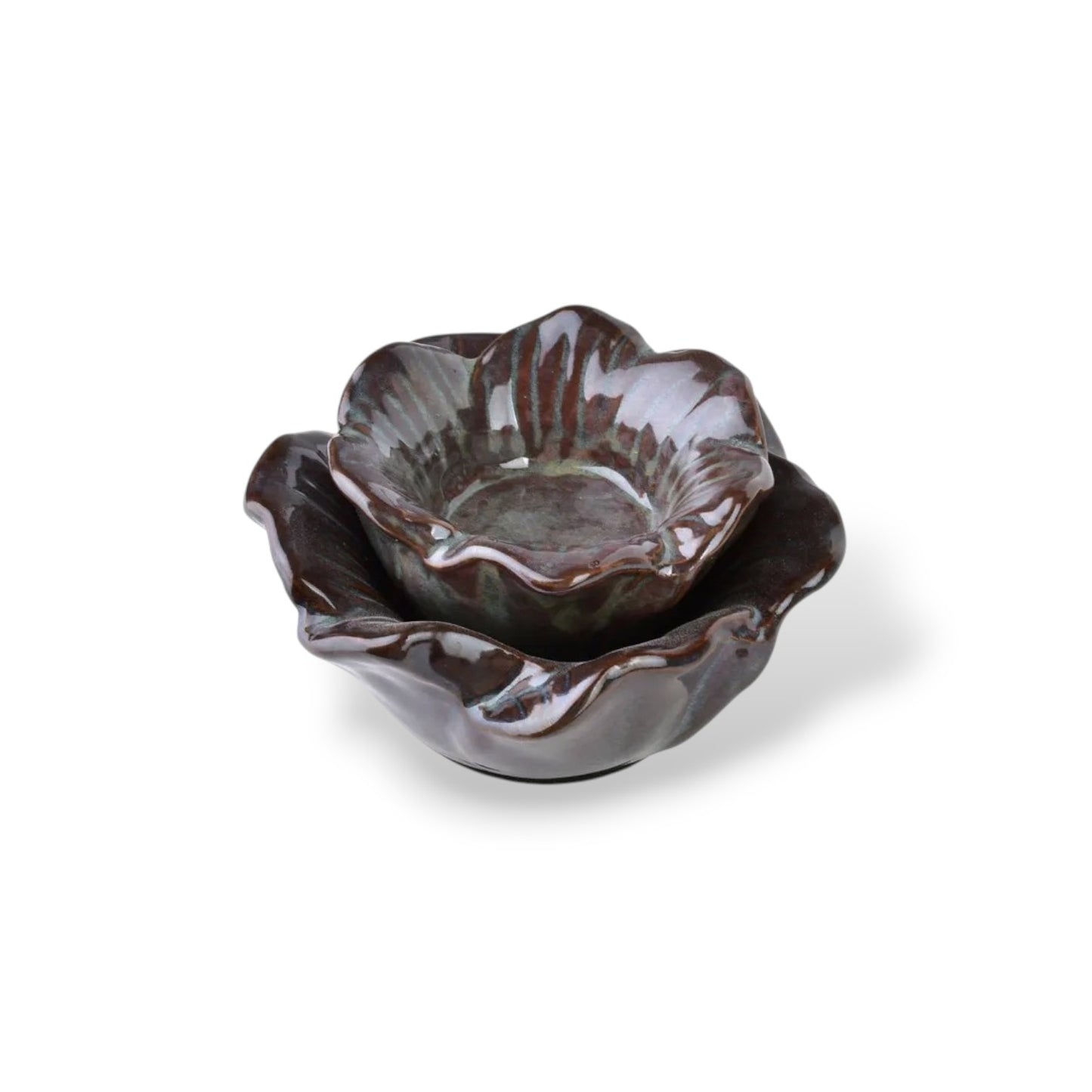 Bougeoir fleur - bordeaux