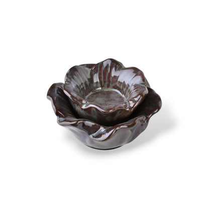 Bougeoir fleur - bordeaux