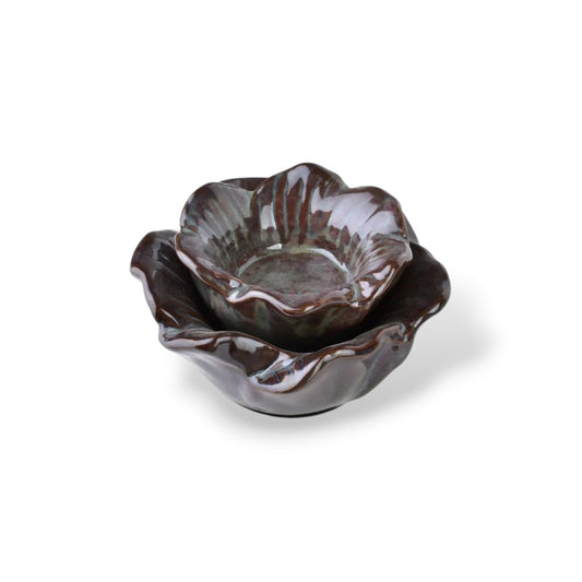 Bougeoir fleur - bordeaux