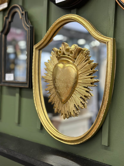 Miroir sacré coeur doré - 30 cm