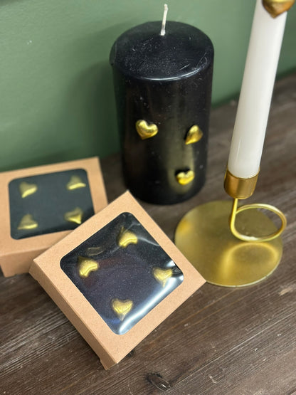 Bijoux de bougie - cœurs dorés (boîte de 4)