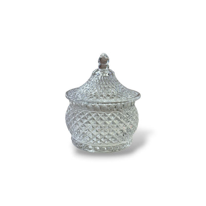 Petit sucrier en verre - motif losange