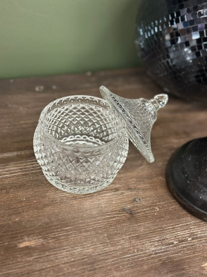 Petit sucrier en verre - motif losange