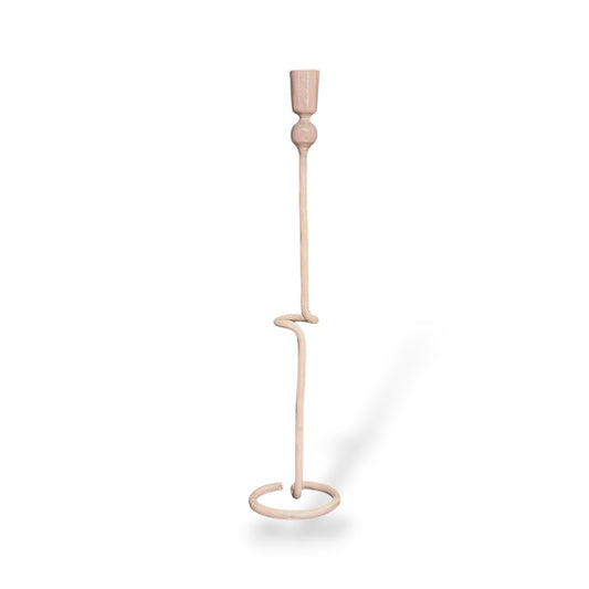 Bougeoir beige tige abstraite - 41 cm