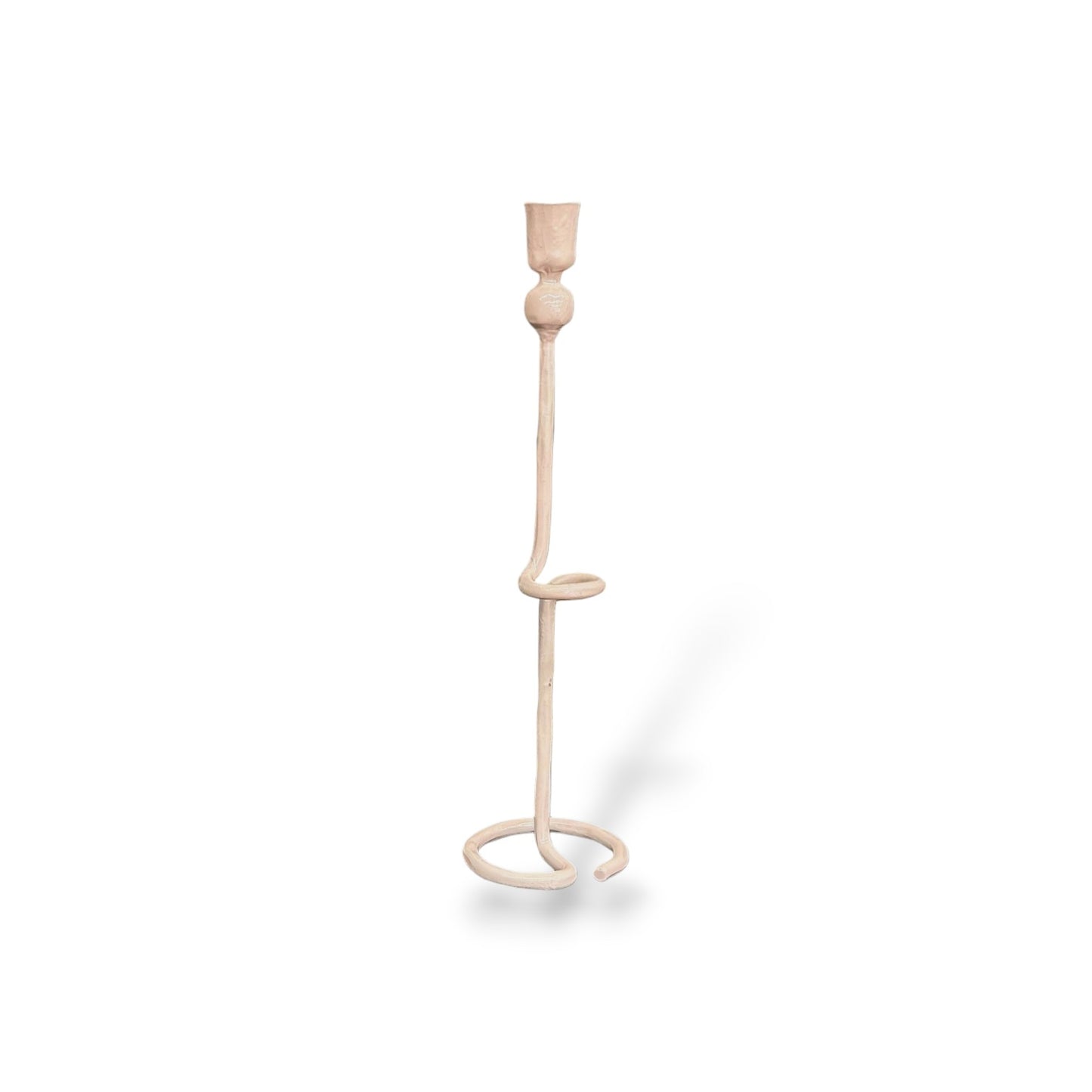 Bougeoir beige tige abstraite - 34 cm