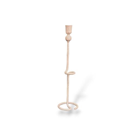 Bougeoir beige tige abstraite - 34 cm