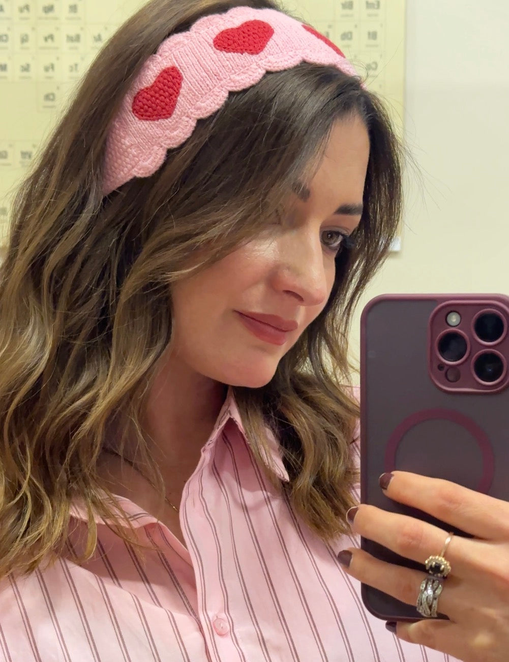 Bandeau cheveux en crochet - Rose