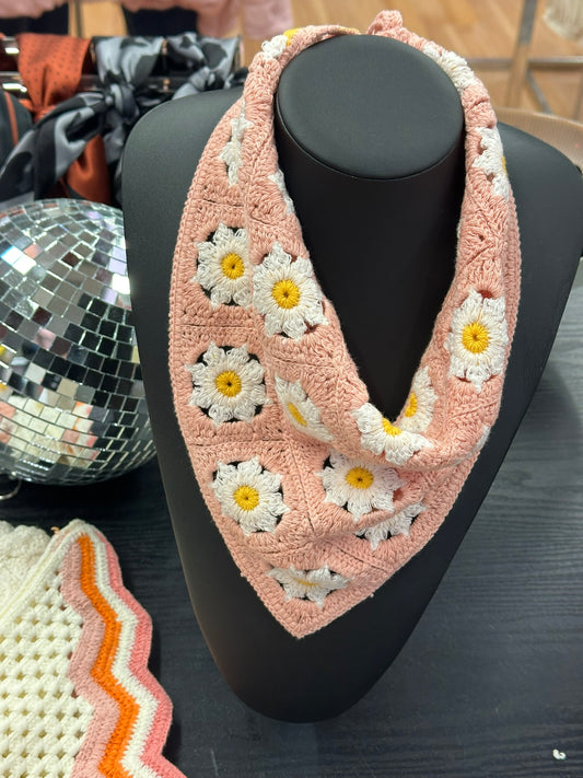 Bandana crochet - Rose tournesols