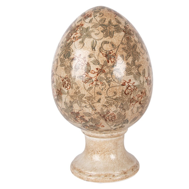 Oeuf décoratif kaki sur pied - Taille L